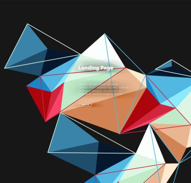 3D üçgen arka plan, poligonal geometrik tasarım vektör