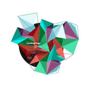 3D üçgen arka plan, poligonal geometrik tasarım vektör