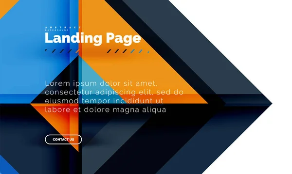 Forma cuadrada fondo abstracto geométrico, plantilla de diseño web de landing page — Archivo Imágenes Vectoriales