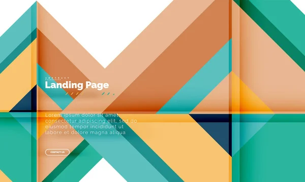 Forma quadrada fundo abstrato geométrico, modelo de web design de landing page — Vetor de Stock