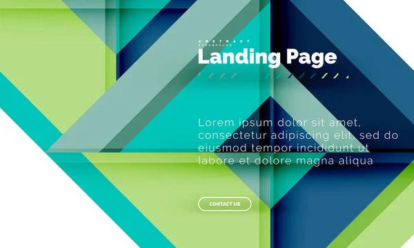 Forma quadrada fundo abstrato geométrico, modelo de web design de landing page — Vetor de Stock