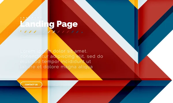 Forma quadrada fundo abstrato geométrico, modelo de web design de landing page — Vetor de Stock