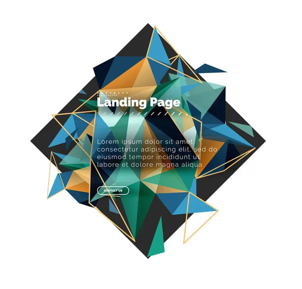 Triangular design abstract background, landing page. Low poly style colorful triangles on white — Stock Vector