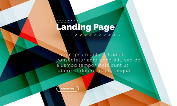 Quadratische Form geometrisch abstrakt Hintergrund, Landing Page Web-Design-Vorlage — Stockvektor