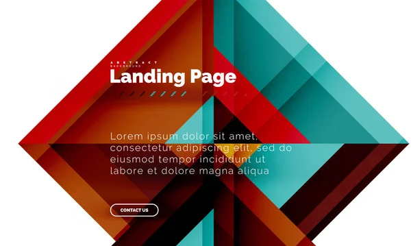 Forma cuadrada fondo abstracto geométrico, plantilla de diseño web de landing page — Archivo Imágenes Vectoriales