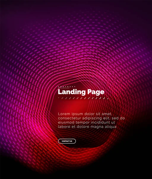 Néon rayonnant techno hexagone lignes de forme, salut-tech futuriste fond abstrait, modèle de page de destination — Image vectorielle