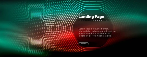 Linhas de forma de hexágono techno brilhante néon, oi-tech futurista fundo abstrato, modelo de landing page —  Vetores de Stock
