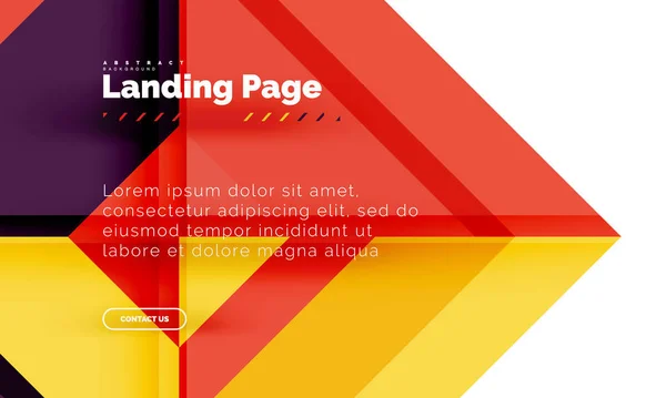 Forma quadrada fundo abstrato geométrico, modelo de web design de landing page —  Vetores de Stock