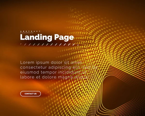 Fondo luminoso de neón para landing page — Vector de stock