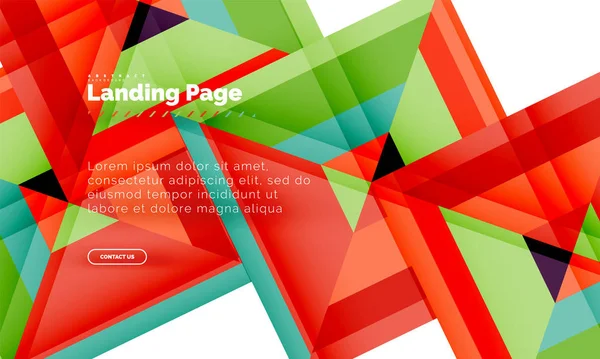 Quadratische Form geometrisch abstrakt Hintergrund, Landing Page Web-Design-Vorlage — Stockvektor