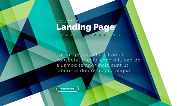 Quadratische Form geometrisch abstrakt Hintergrund, Landing Page Web-Design-Vorlage — Stockvektor