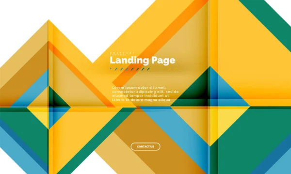 Square Shape Geometric Abstract Background Landing Page Web Design Template — Stock Vector