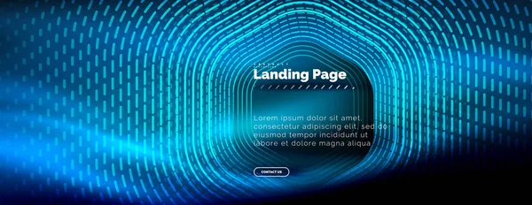 Neon Glühende Techno Sechseckige Formlinien Futuristischer Tech Hintergrund Landing Page — Stockvektor