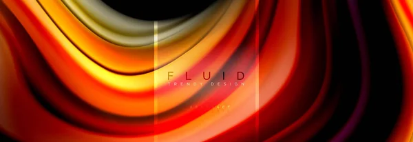 Couleurs fluides fond abstrait poster coloré, conception liquide torsadée sur fond noir, marbre coloré ou texture vague plastique, modèle multicolore pour la présentation d'affaires ou de la technologie ou web — Image vectorielle