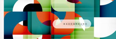 Geometrik kareler afiş soyut. Vektör çizim broşür veya el ilanı, sunum ve web tasarım düzeni için