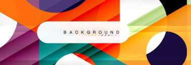 Geometrik arka plan, daireler ve üçgenler şekiller afiş. Gösterim amacıyla broşür veya el ilanı, sunum ve web tasarım düzeni