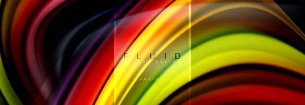 Cartel colorido de fondo abstracto de colores fluidos, diseño líquido retorcido en negro, mármol colorido o fondo de textura de onda de plástico, plantilla multicolor para presentación de negocios o tecnología o web — Archivo Imágenes Vectoriales