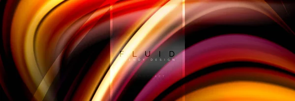 Fluid colors abstract background colorful poster, twisted liquid design on black, colorful marble or plastic wave texture backdrop, multicolored template for business or technology presentation or web — Stock Vector