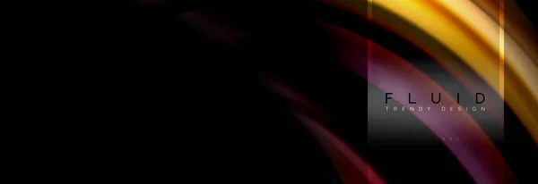 Cores fluidas fundo abstrato cartaz colorido, design líquido torcido em preto, mármore colorido ou pano de fundo de textura de onda de plástico, modelo multicolorido para apresentação de negócios ou tecnologia ou web —  Vetores de Stock