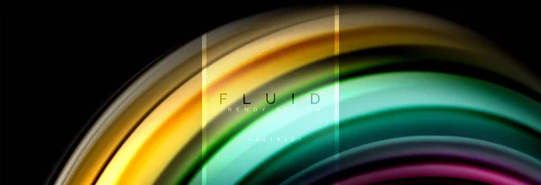 Cartel colorido de fondo abstracto de colores fluidos, diseño líquido retorcido en negro, mármol colorido o fondo de textura de onda de plástico, plantilla multicolor para presentación de negocios o tecnología o web — Archivo Imágenes Vectoriales