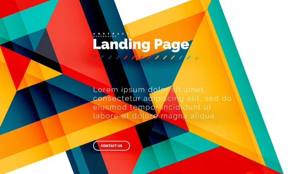 Forma quadrada fundo abstrato geométrico, modelo de web design de landing page — Vetor de Stock