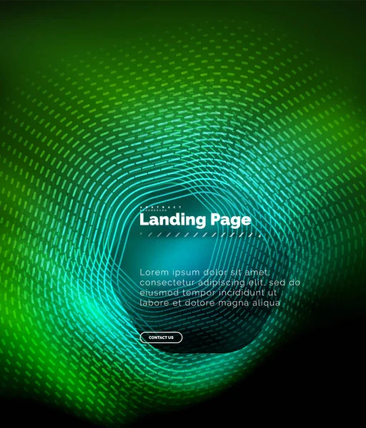 Neon glühende Techno-Sechseck-Formlinien, Hi-Tech futuristischer abstrakter Hintergrund, Landing Page Template — Stockvektor