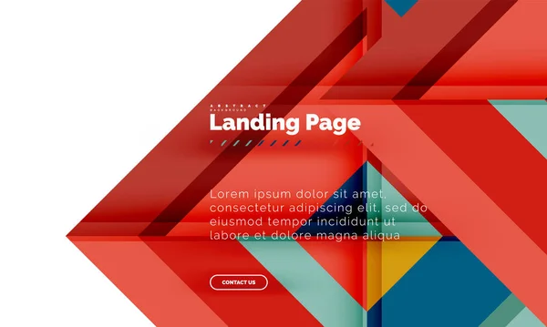 Quadratische Form geometrisch abstrakt Hintergrund, Landing Page Web-Design-Vorlage — Stockvektor