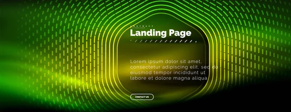 Neon glühende Techno-Sechseck-Formlinien, Hi-Tech futuristischer abstrakter Hintergrund, Landing Page Template — Stockvektor