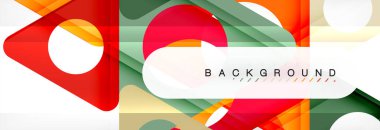 Geometrik arka plan, daireler ve üçgenler şekiller afiş. Gösterim amacıyla broşür veya el ilanı, sunum ve web tasarım düzeni