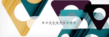 Geometrik arka plan, daireler ve üçgenler şekiller afiş. Gösterim amacıyla broşür veya el ilanı, sunum ve web tasarım düzeni