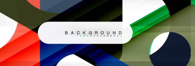 Geometrik arka plan, daireler ve üçgenler şekiller afiş. Gösterim amacıyla broşür veya el ilanı, sunum ve web tasarım düzeni