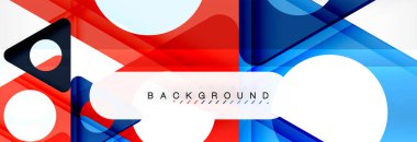 Geometrik arka plan, daireler ve üçgenler şekiller afiş. Gösterim amacıyla broşür veya el ilanı, sunum ve web tasarım düzeni