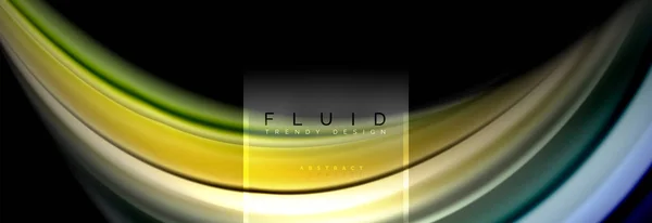 Couleurs fluides fond abstrait poster coloré, conception liquide torsadée sur fond noir, marbre coloré ou texture vague plastique, modèle multicolore pour la présentation d'affaires ou de la technologie ou web — Image vectorielle