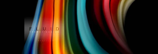 Cartel colorido de fondo abstracto de colores fluidos, diseño líquido retorcido en negro, mármol colorido o fondo de textura de onda de plástico, plantilla multicolor para presentación de negocios o tecnología o web — Archivo Imágenes Vectoriales