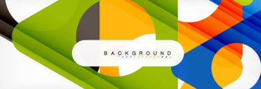 Geometrik arka plan, daireler ve üçgenler şekiller afiş. Vektör çizim broşür veya el ilanı, sunum ve web tasarım düzeni için