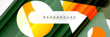 Geometrik arka plan, daireler ve üçgenler şekiller afiş. Gösterim amacıyla broşür veya el ilanı, sunum ve web tasarım düzeni