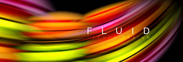 Wave fluid flowing colors motion effect, holographic abstract background. Vector illustration — Stock Vector