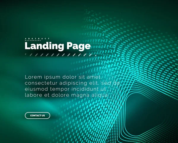 Fundo brilhante de néon para landing page — Vetor de Stock