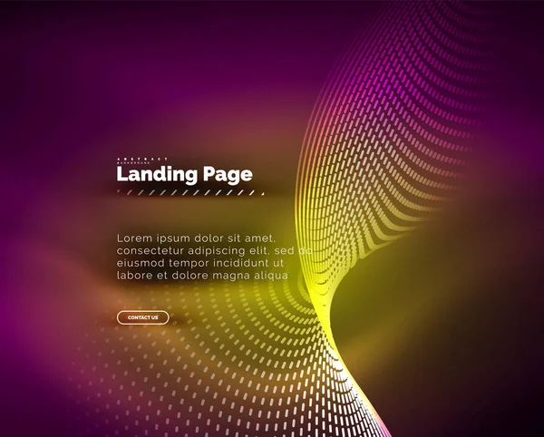 Fondo luminoso de neón para landing page — Vector de stock