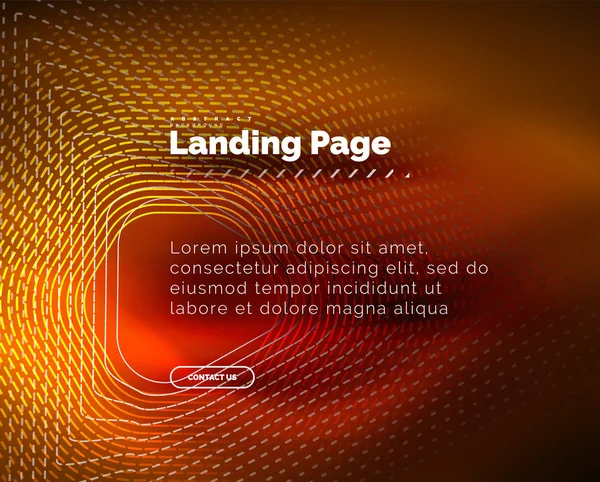 Neon glowing background for landing page — Stock Vector