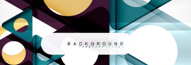 Geometrik arka plan, daireler ve üçgenler şekiller afiş. Gösterim amacıyla broşür veya el ilanı, sunum ve web tasarım düzeni