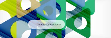 Geometrik arka plan, daireler ve üçgenler şekiller afiş. Vektör çizim broşür veya el ilanı, sunum ve web tasarım düzeni için