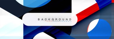 Geometrik arka plan, daireler ve üçgenler şekiller afiş. Gösterim amacıyla broşür veya el ilanı, sunum ve web tasarım düzeni