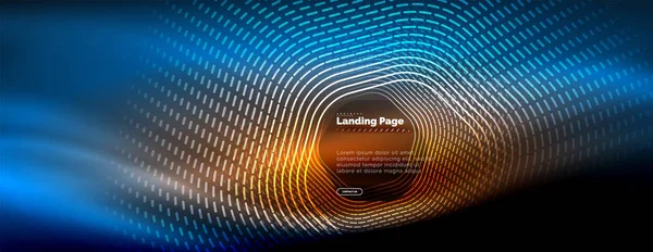 Neon Glühende Techno Sechseckige Formlinien Futuristischer Tech Hintergrund Landing Page — Stockvektor