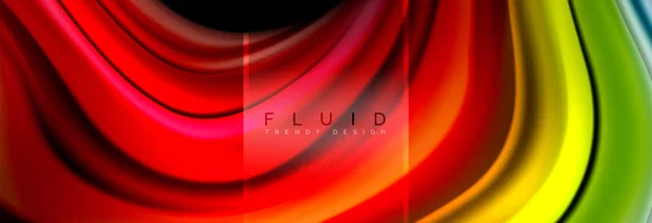 Couleurs fluides fond abstrait poster coloré, conception liquide torsadée sur fond noir, marbre coloré ou texture vague plastique, modèle multicolore pour la présentation d'affaires ou de la technologie ou web — Image vectorielle