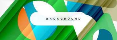 Geometrik arka plan, daireler ve üçgenler şekiller afiş. Gösterim amacıyla broşür veya el ilanı, sunum ve web tasarım düzeni