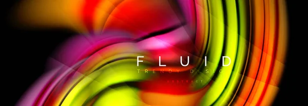 Wave fluid flowing colors motion effect, holographic abstract background. Vector illustration — Stock Vector