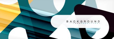 Geometrik arka plan, daireler ve üçgenler şekiller afiş. Gösterim amacıyla broşür veya el ilanı, sunum ve web tasarım düzeni