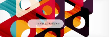 Geometrik arka plan, daireler ve üçgenler şekiller afiş. Gösterim amacıyla broşür veya el ilanı, sunum ve web tasarım düzeni