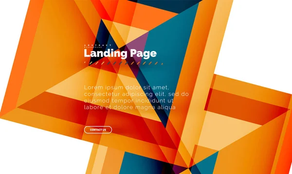 Quadratische Form geometrisch abstrakt Hintergrund, Landing Page Web-Design-Vorlage — Stockvektor